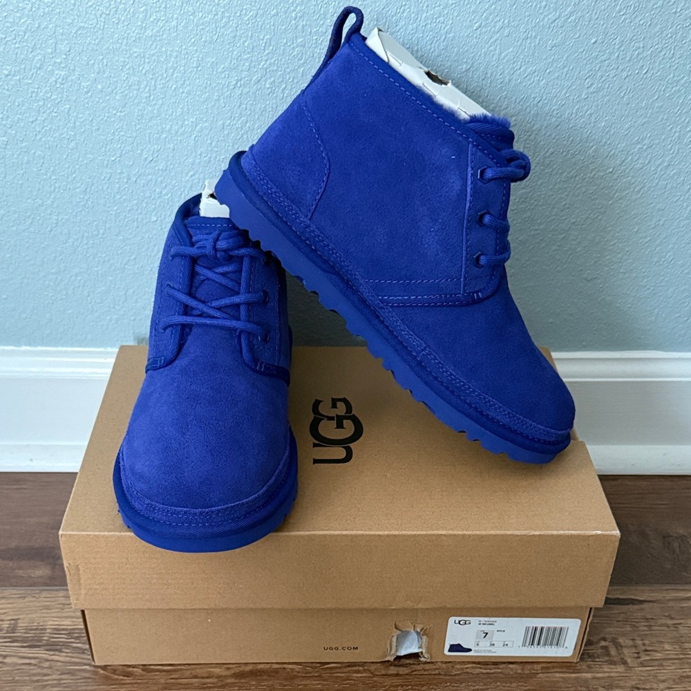 UGG Vibrant Blue Neumel Ankle Boots US 7 EU 38 Suede Wool